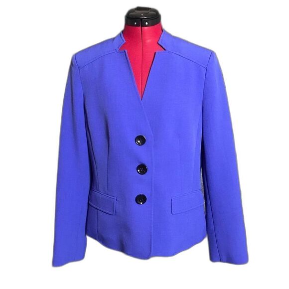 Kasper Skirt Suit Women’s Size 10 Royal Blue & Black 2-Piece Set Blazer & Skirt - Picture 11 of 12